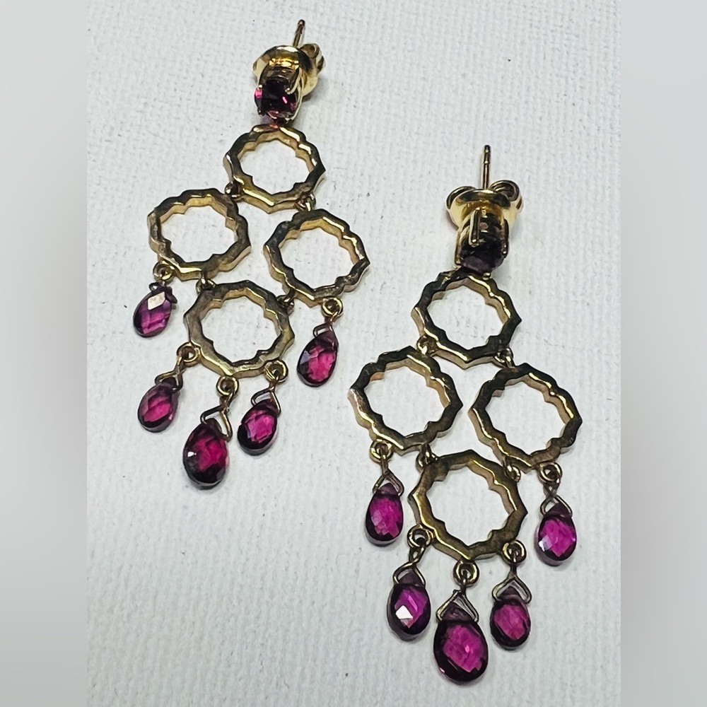 Rhodolite Garnet sterling silver gold plated earrings